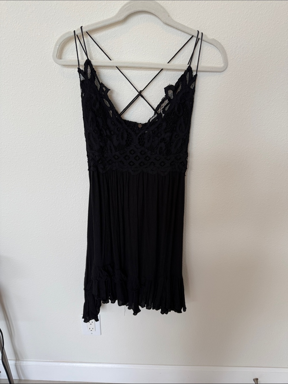 Free People Black Crochet Lace Mini Dress